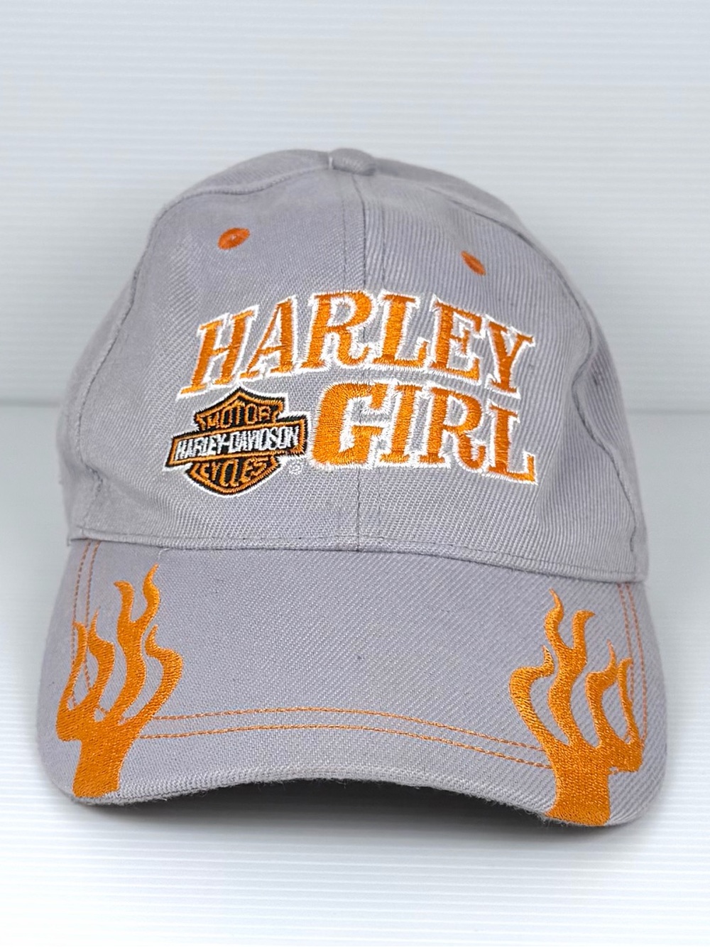 Harley-Davidson Harley Girl Gray Orange Flame Embroidered Hat OS